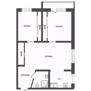 3-к квартира, вторичка, 43м2, 1/4 этаж