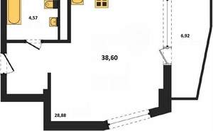 Студия квартира, вторичка, 39м2, 3/5 этаж
