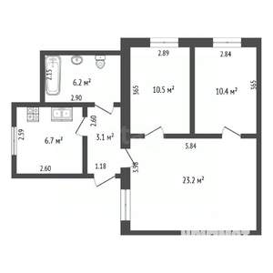 3-к квартира, вторичка, 60м2, 1/1 этаж