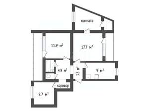 4-к квартира, вторичка, 67м2, 1/9 этаж