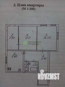 2-к квартира, вторичка, 52м2, 1/3 этаж
