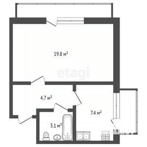 1-к квартира, вторичка, 35м2, 4/5 этаж