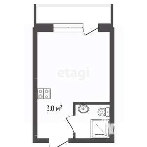 Студия квартира, вторичка, 16м2, 2/2 этаж