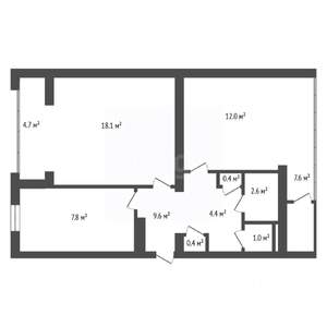 2-к квартира, вторичка, 63м2, 1/9 этаж