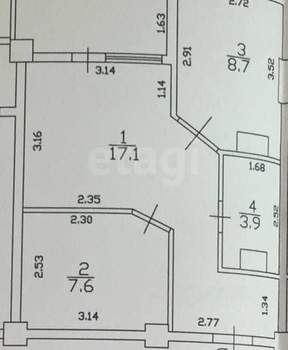 2-к квартира, вторичка, 42м2, 10/12 этаж