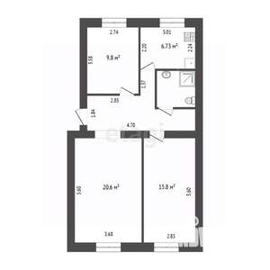 3-к квартира, вторичка, 65м2, 1/2 этаж