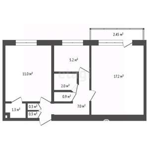 2-к квартира, вторичка, 45м2, 2/5 этаж