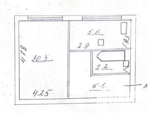 1-к квартира, вторичка, 34м2, 2/2 этаж