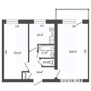 2-к квартира, вторичка, 47м2, 5/5 этаж