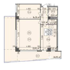 3-к квартира, строящийся дом, 110м2, 3/9 этаж