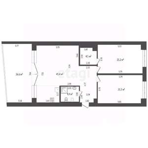 3-к квартира, вторичка, 123м2, 8/9 этаж