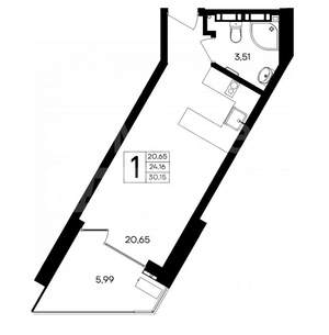 Студия квартира, вторичка, 30м2, 2/4 этаж