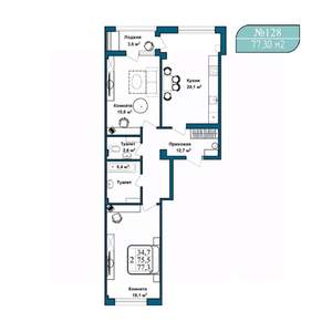 2-к квартира, вторичка, 77м2, 9/9 этаж
