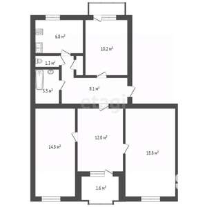 4-к квартира, вторичка, 76м2, 3/3 этаж