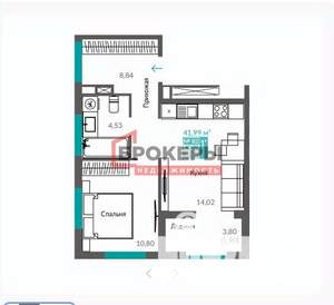 1-к квартира, строящийся дом, 40м2, 11/12 этаж