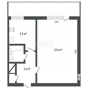 1-к квартира, вторичка, 31м2, 2/5 этаж