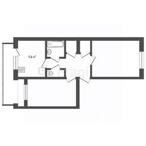 2-к квартира, вторичка, 55м2, 4/5 этаж