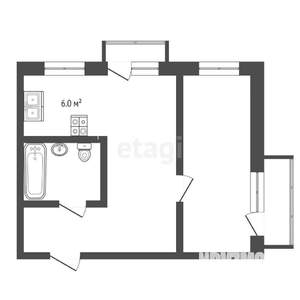 2-к квартира, вторичка, 44м2, 2/2 этаж