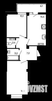 2-к квартира, строящийся дом, 60м2, 1/9 этаж