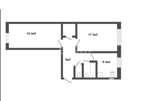 2-к квартира, вторичка, 44м2, 1/5 этаж