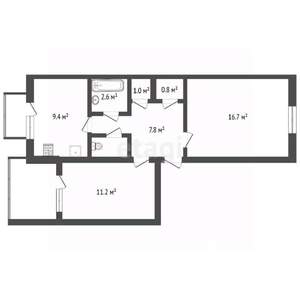 2-к квартира, вторичка, 54м2, 5/5 этаж