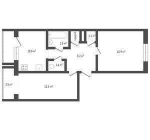 2-к квартира, вторичка, 51м2, 5/5 этаж