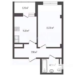 1-к квартира, вторичка, 35м2, 6/9 этаж