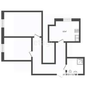 2-к квартира, вторичка, 43м2, 1/4 этаж