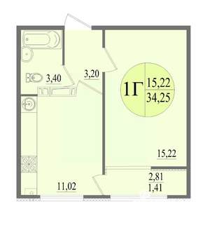 1-к квартира, вторичка, 34м2, 6/10 этаж