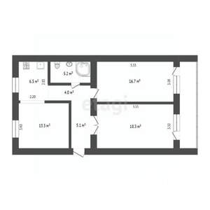 3-к квартира, вторичка, 68м2, 2/2 этаж