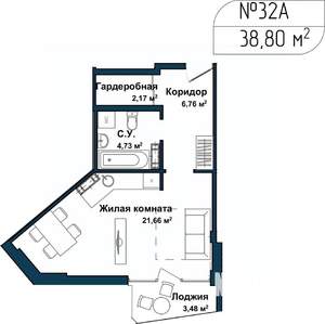 Студия квартира, сданный дом, 39м2, 2/5 этаж