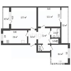 3-к квартира, вторичка, 73м2, 5/9 этаж