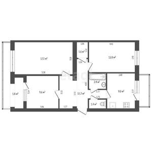 3-к квартира, вторичка, 66м2, 2/5 этаж