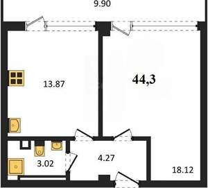 1-к квартира, вторичка, 44м2, 10/10 этаж