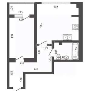 2-к квартира, вторичка, 55м2, 2/10 этаж