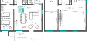 2-к квартира, вторичка, 106м2, 1/12 этаж