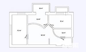 3-к квартира, вторичка, 47м2, 2/2 этаж