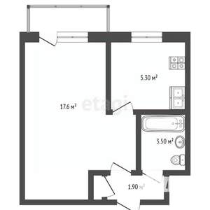 1-к квартира, вторичка, 35м2, 5/5 этаж