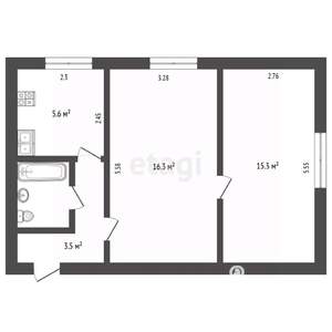 2-к квартира, вторичка, 44м2, 1/5 этаж