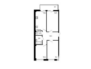 3-к квартира, вторичка, 76м2, 1/9 этаж