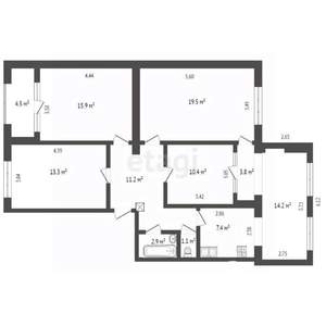 4-к квартира, вторичка, 100м2, 1/5 этаж