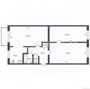 3-к квартира, вторичка, 62м2, 5/5 этаж