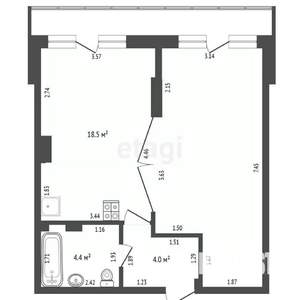 1-к квартира, вторичка, 49м2, 2/5 этаж