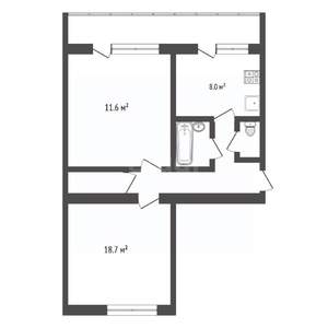 2-к квартира, вторичка, 60м2, 4/5 этаж