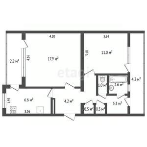 2-к квартира, вторичка, 63м2, 2/9 этаж