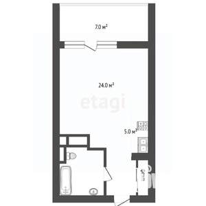 Студия квартира, вторичка, 35м2, 1/5 этаж