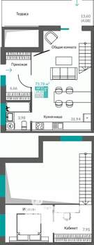 1-к квартира, строящийся дом, 64м2, 1/12 этаж