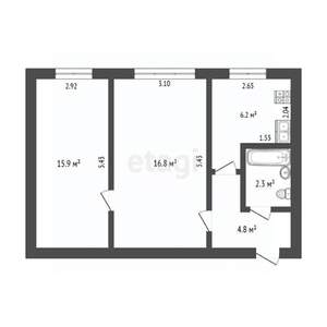2-к квартира, вторичка, 47м2, 2/3 этаж