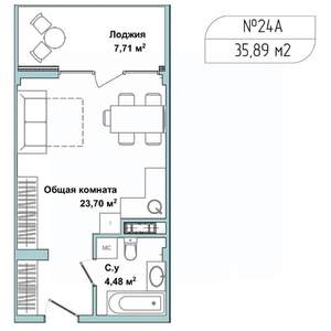 1-к квартира, вторичка, 35м2, 1/5 этаж