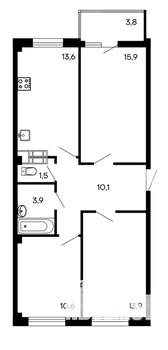 3-к квартира, строящийся дом, 73м2, 1/9 этаж